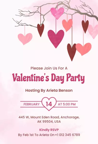 watercolor happy valentines day image for party invitation template