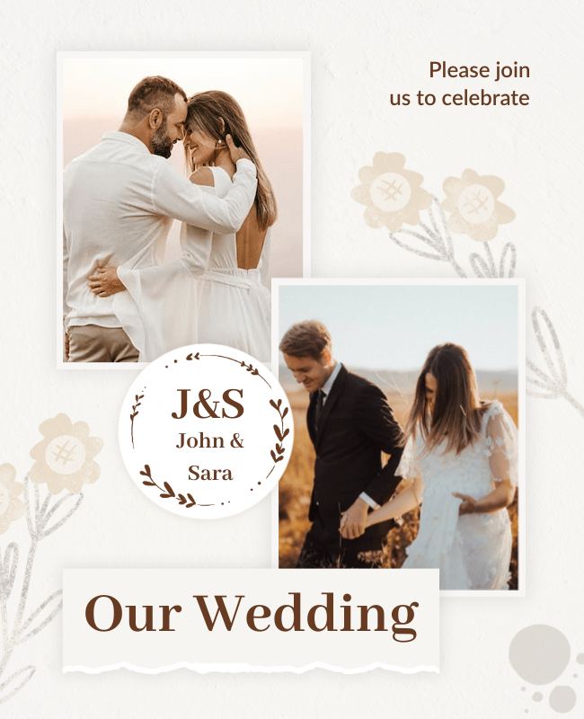 Modern wedding flyer design with elegant typography and vibrant colors