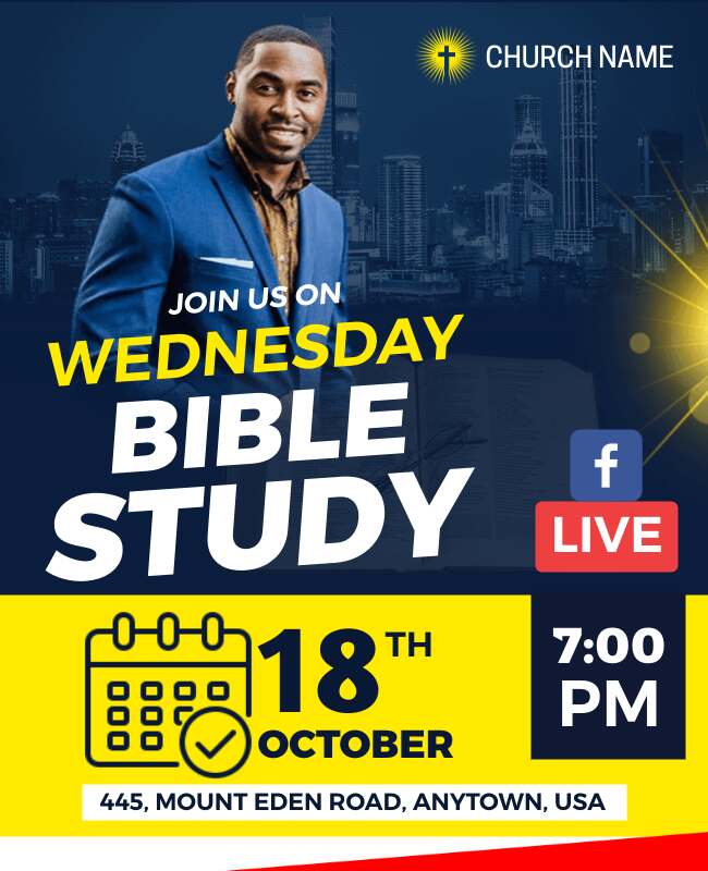 Wednesday Bible Study Event Flyer Template