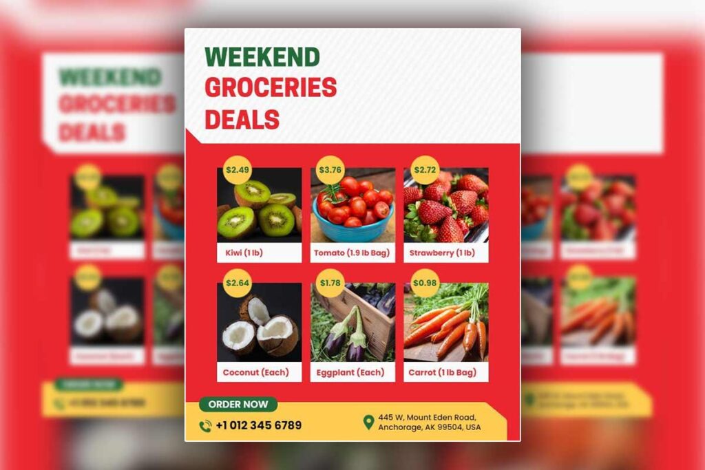 Weekend Grocery Savings Event Flyer Template