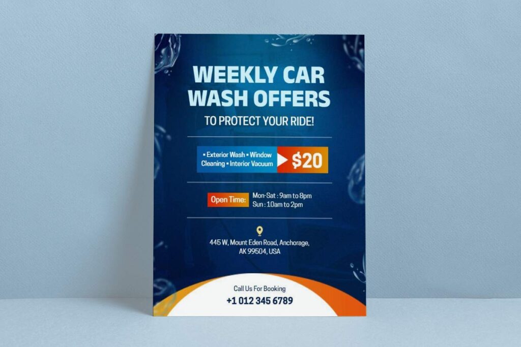Weekly Car Wash Service Promotion Flyer Template