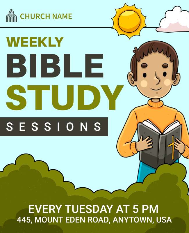 Weekly Church Bible Study Sessions Flyer Template