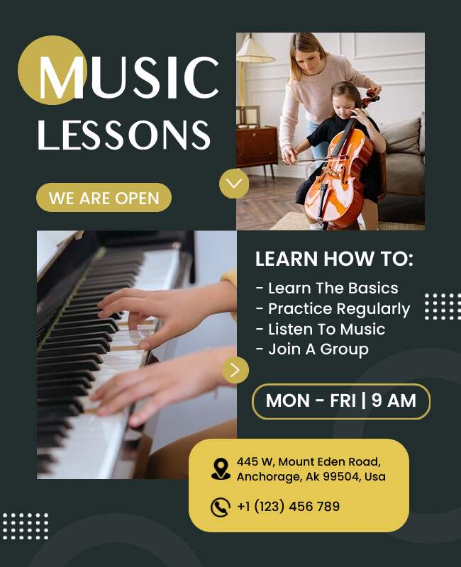 Weekly Music Lessons Promotion Flyer Template