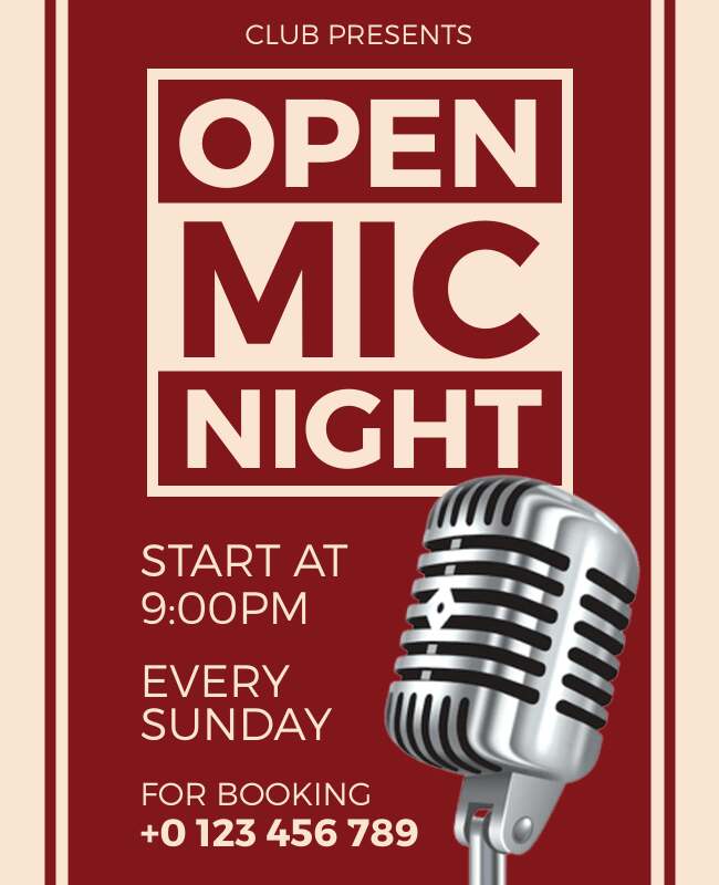 Weekly Open Mic Night Event Flyer Template