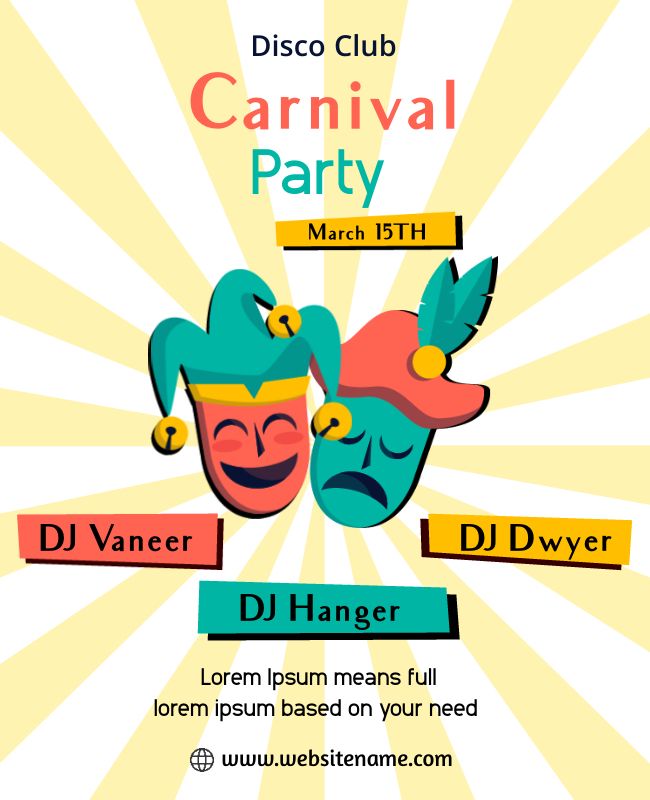 Sleek flyer with clean lines and bold typography for a modern carnival.