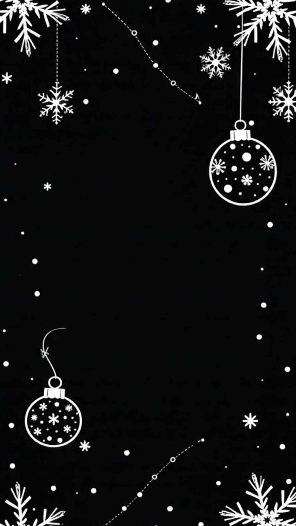 White Ornaments On Dark Background