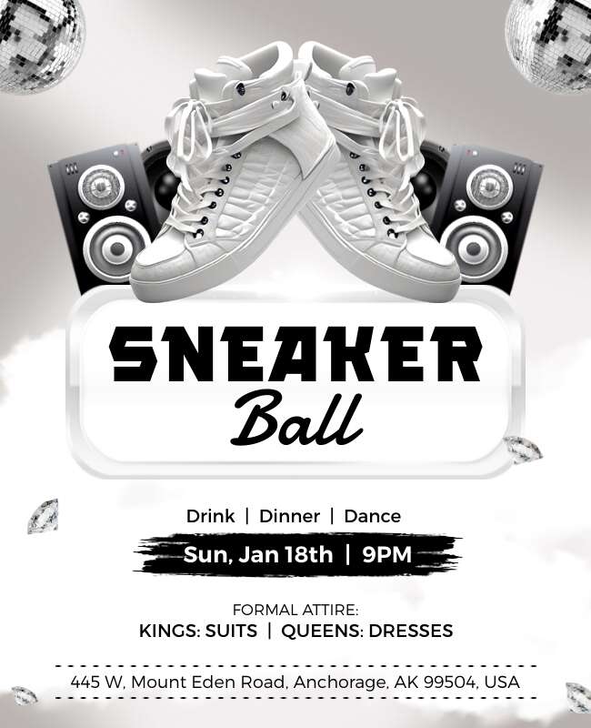 White Theme Sneaker Event Flyer Template