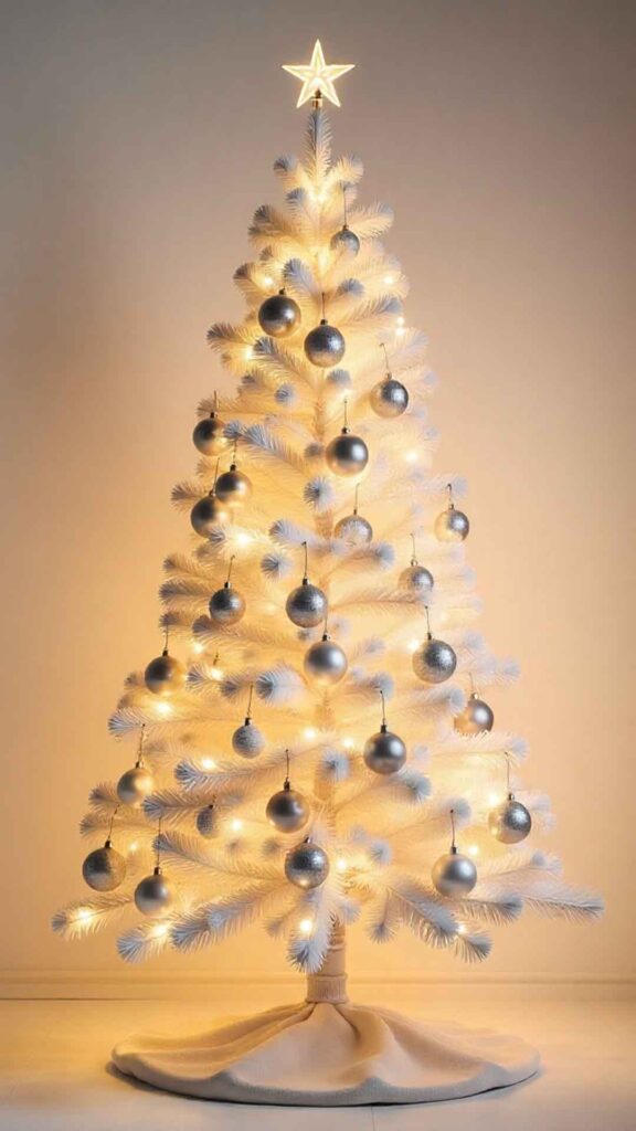 White Tree With The Soft Golden Lights Wallpaper