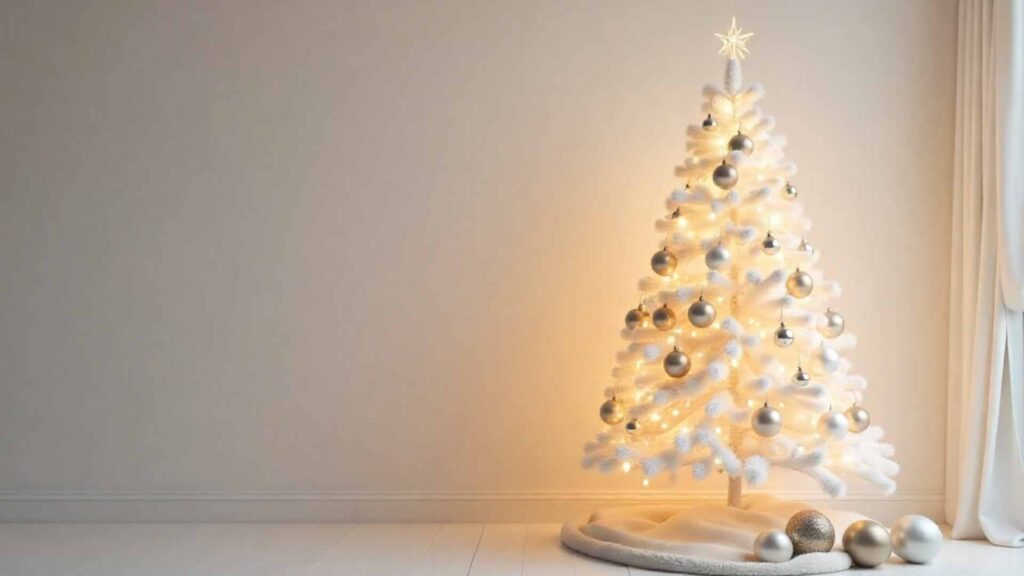 White Tree with Soft Golden Lights Wallpaper