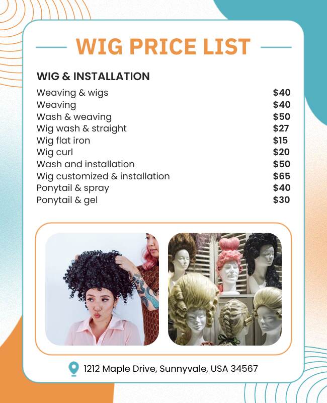 Wig Price List Flyer Template