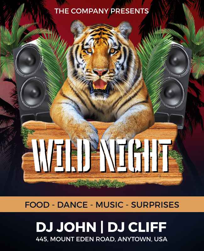 Wild Night Jungle Party Flyer Template