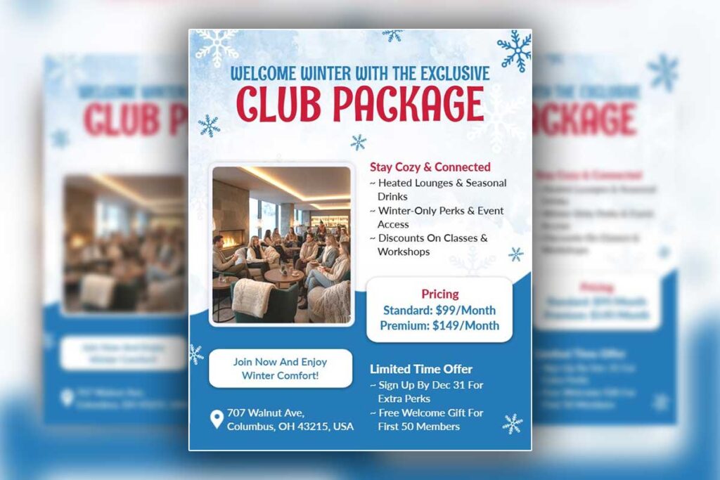 Winter Club Membership Promotion Flyer Template