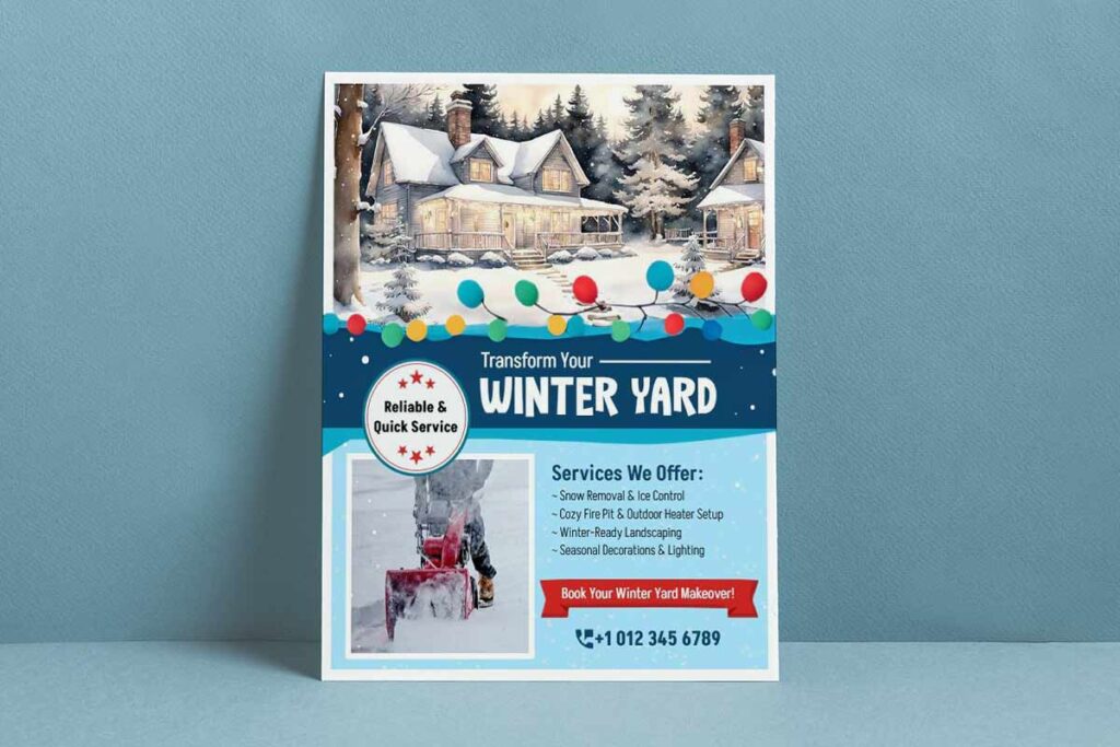 Winter Yard Makeover And Lawn Care Service Flyer Template