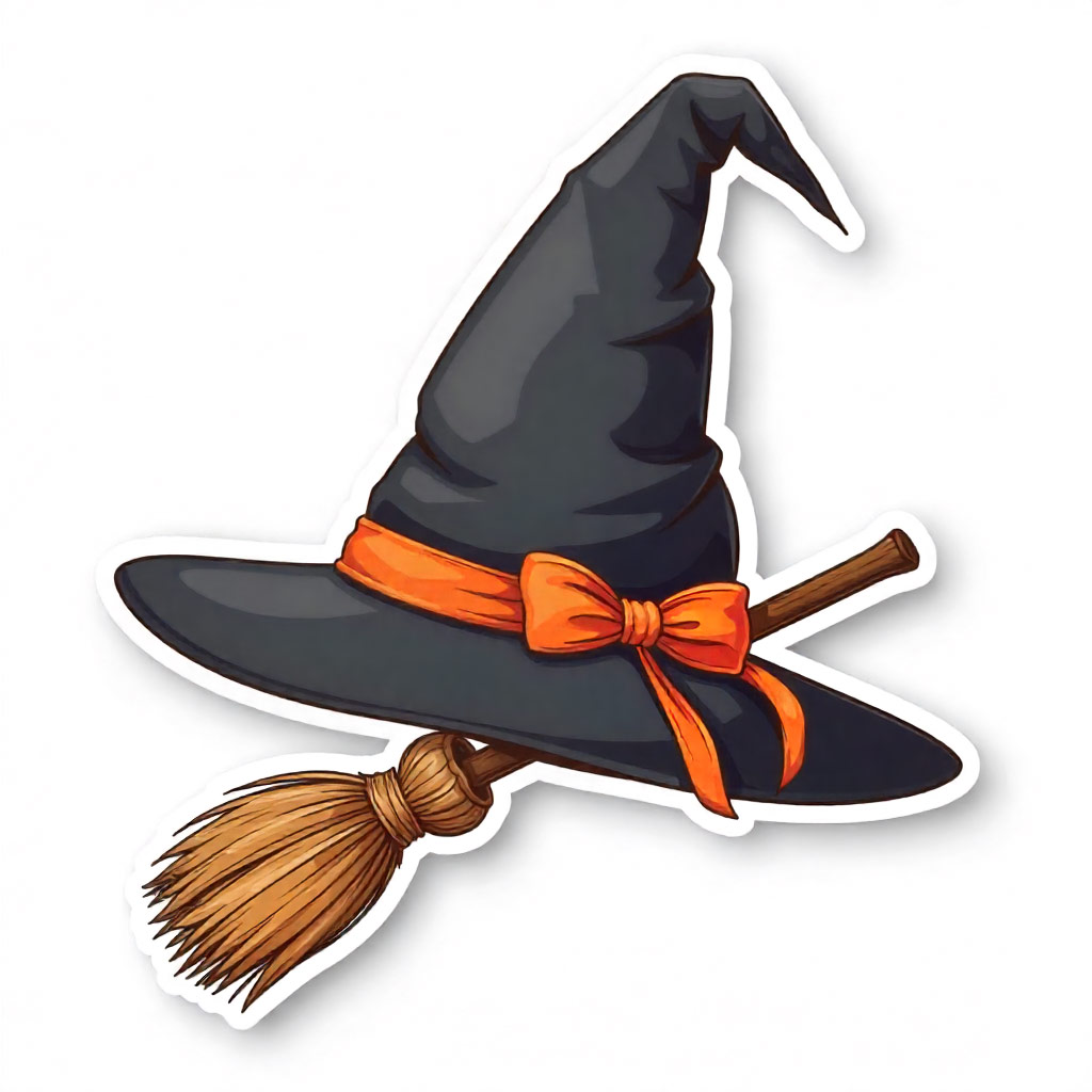 Witch Hat And Broom Icon