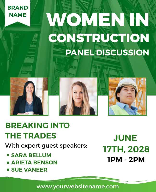 Women Construction Panel Discussion Flyer Template