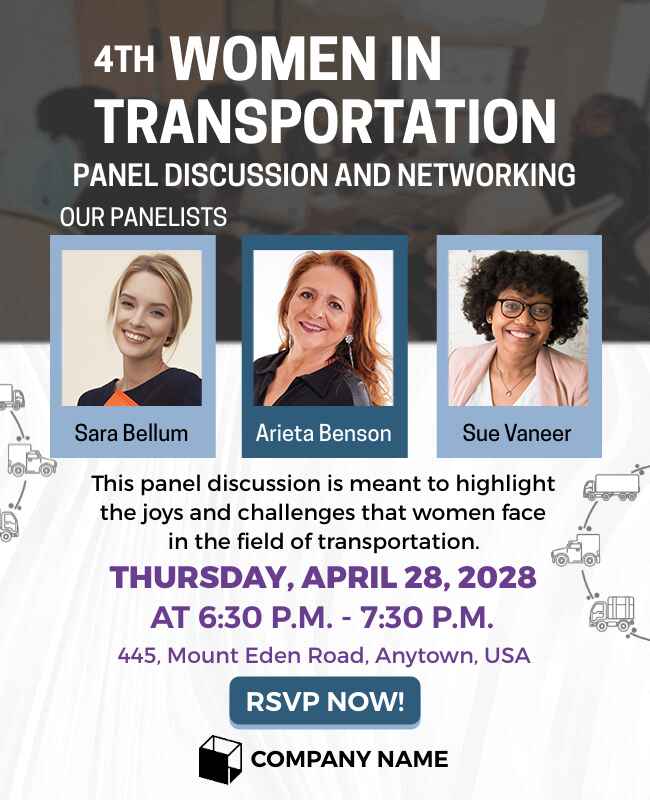 Women Transportation Panel Discussion Flyer Template