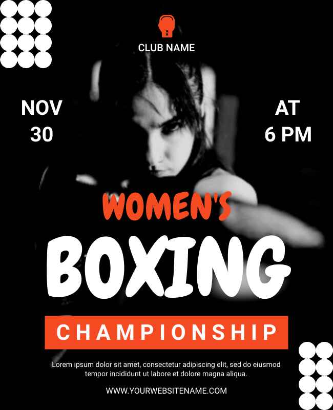 Black Theme Womens Boxing Flyer Template