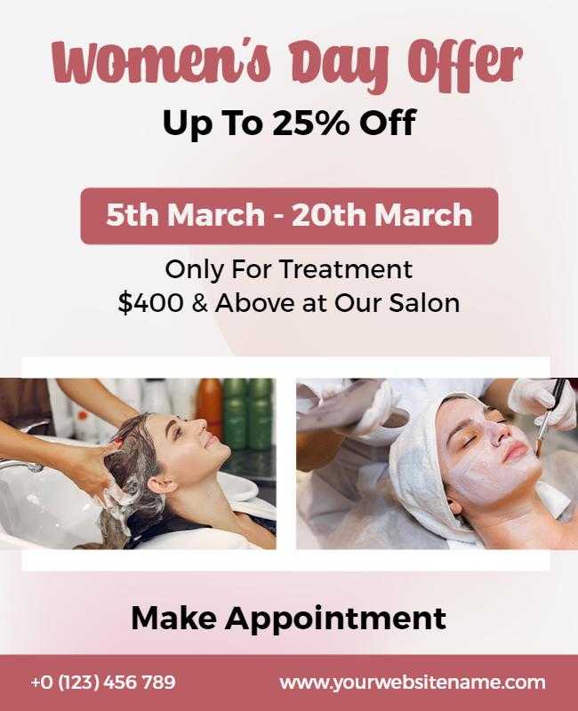 Flyer for Women’s Day Beauty Salon Discount Offer