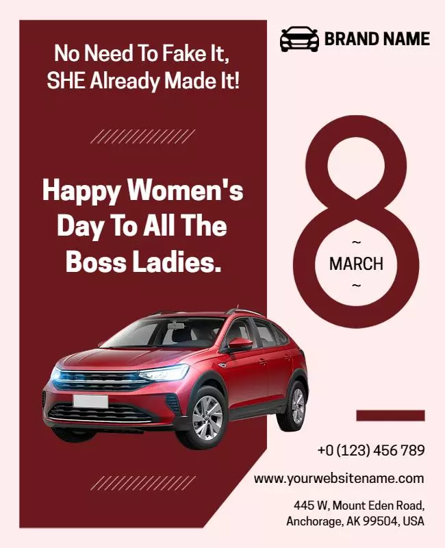 Women's Day Car Promotion Flyer with Sleek Design 