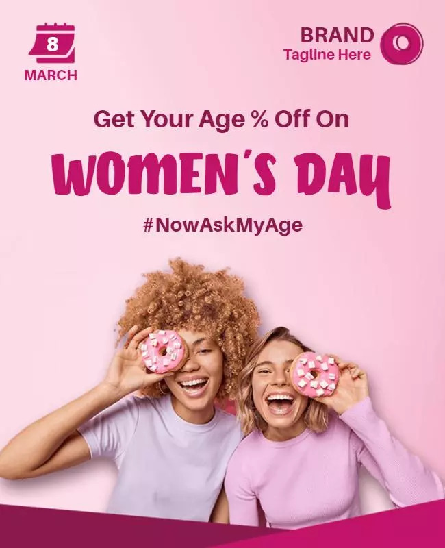 Women's Day Celebration Discount Flyer with Pastel Colors and Eye-Catching Offers