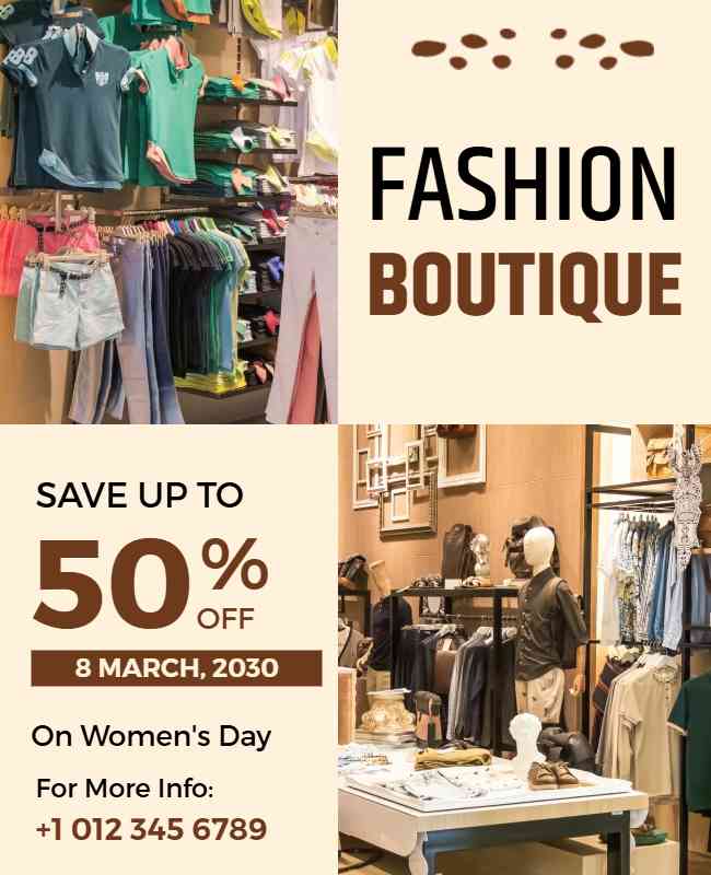 Flyer for Women’s Day Fashion Boutique Sale