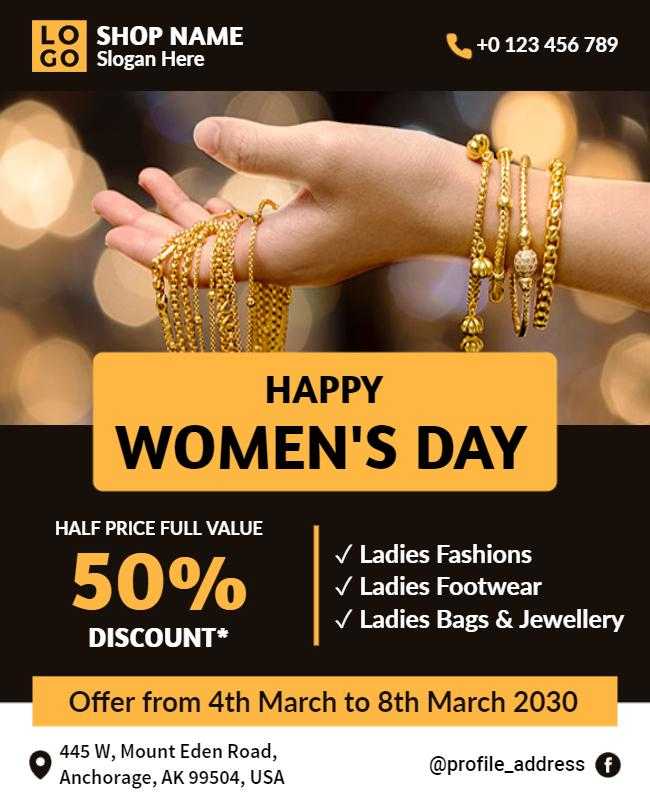 Flyer for Women’s Day Jewelry Sale Services