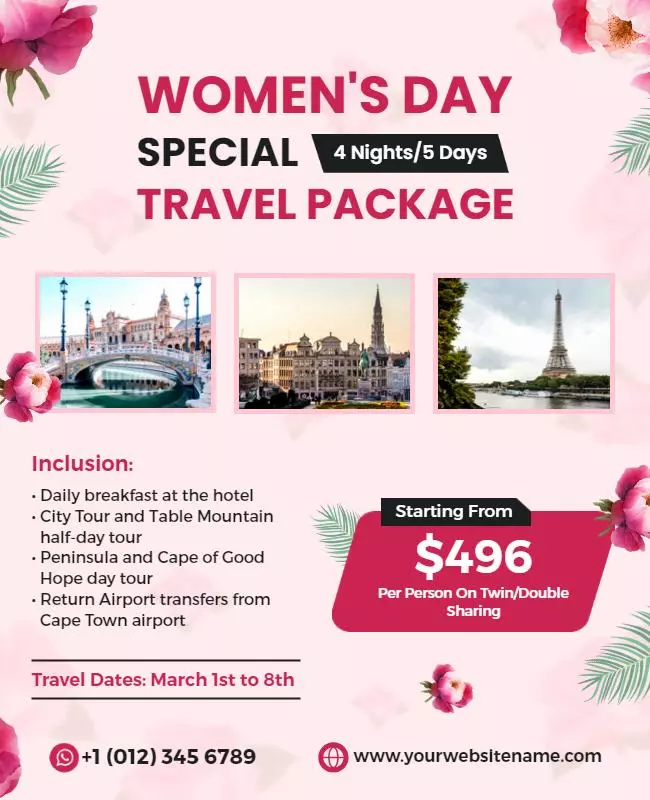 Special Travel Package Flyer for Womens day