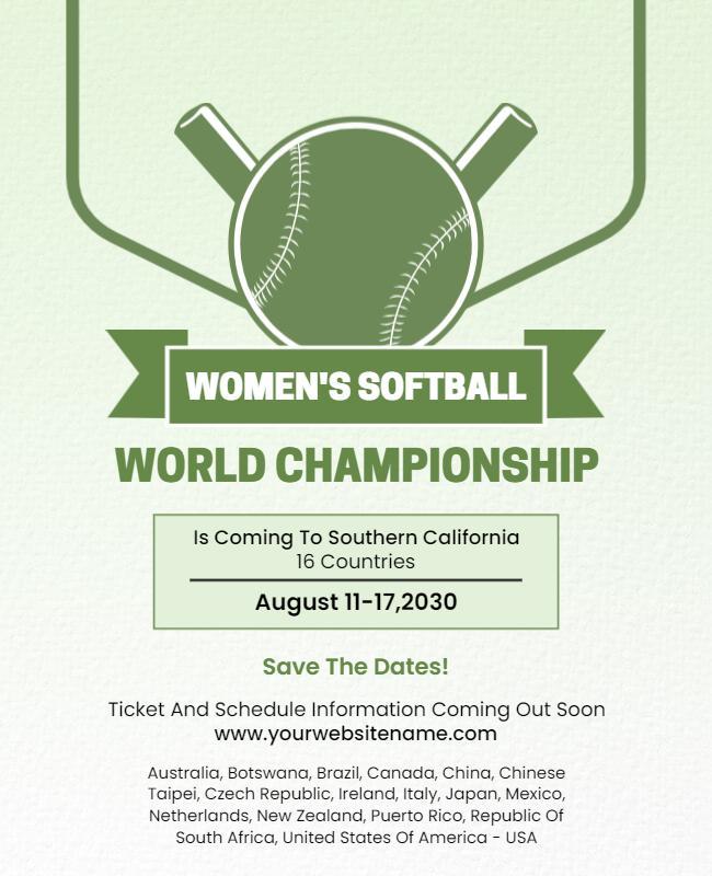 Womens Softball World Tournament Championship Flyer