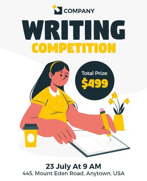 Writing Competition Flyer Featuring Engaging Design and Clear Event Details