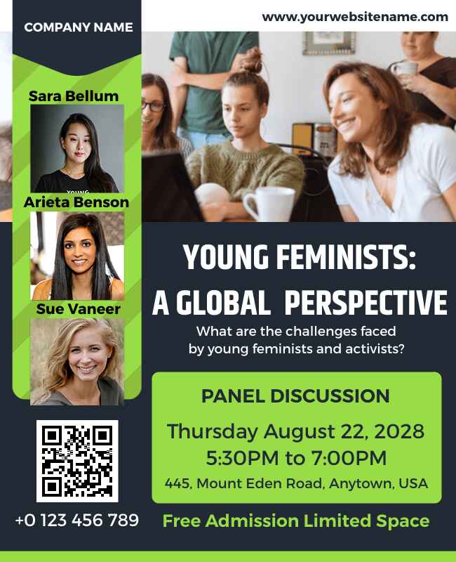 Young Feminists Global Perspective Panel Discussion Flyer Template