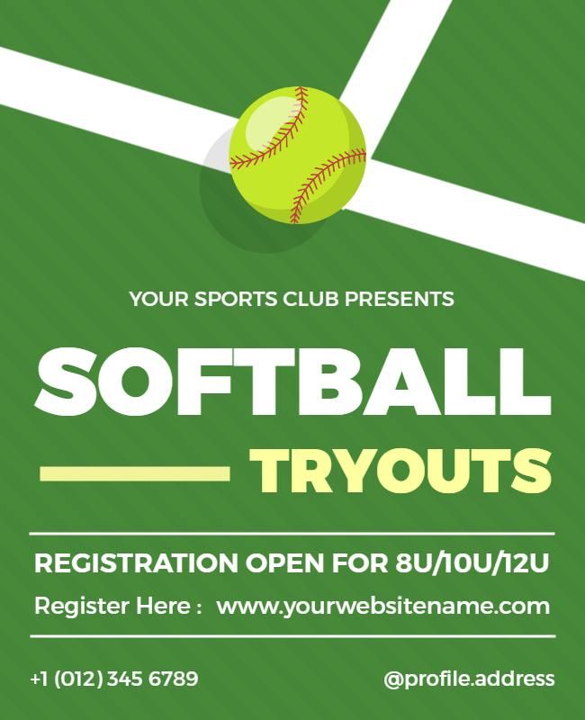 Youth Softball Tryout Registration Flyer Template